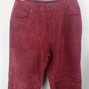 Chadwicks 100% Leather Pants Cranberry Pink Suede